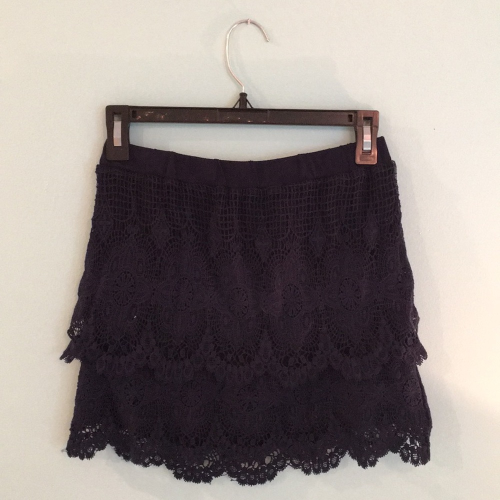 Navy lace mini skirt